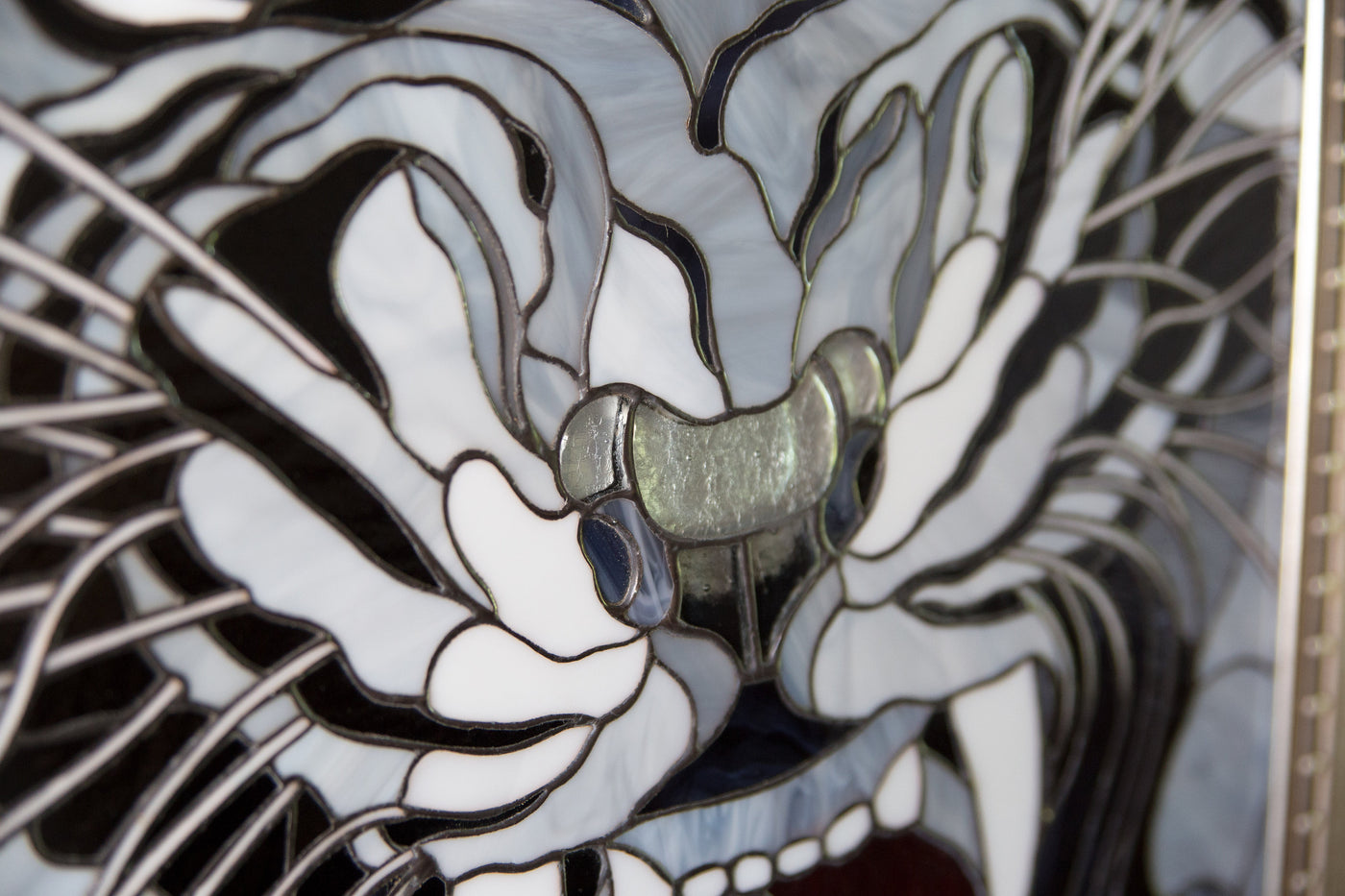Modern stained glass white tiger wall art / Custom stained glass animal artwork