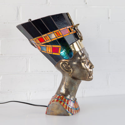 Bronze and stained glass Nefertiti lamp for home decor sideways