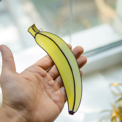 Stained glass suncatcher in the form of banana