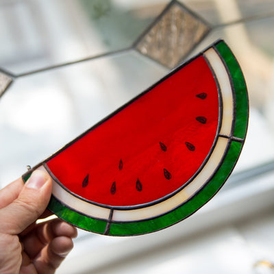 Suncatcher of a stained glass watermelon for kitchen