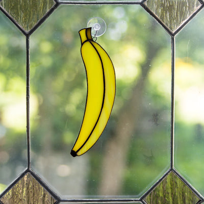Stained glass banana window hanging