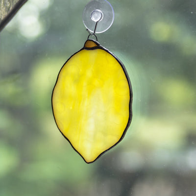 Stained glass lemon suncatcher for kitchen decor