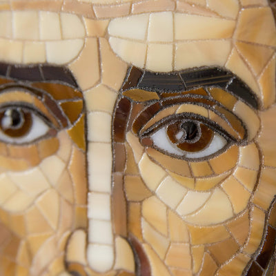 Zoomed face of John the Baptist mosaic of stained glass