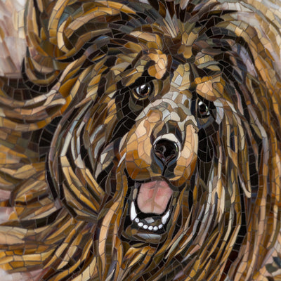 Zoomed stained glass snout of Tibetan Mastiff mosaic