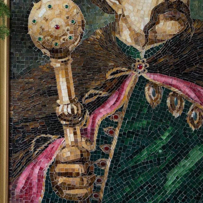Zoomed stained glass Bohdan Khmelnytsky's mosaic mace