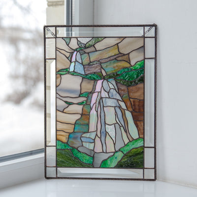 Stained glass Bridal Veil Falls window hanging
