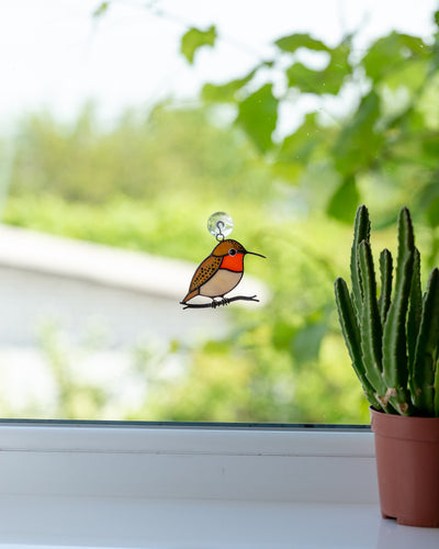 Stained glass suncatcher hummingbird gift Custom stained glass window hangings bird lover gift