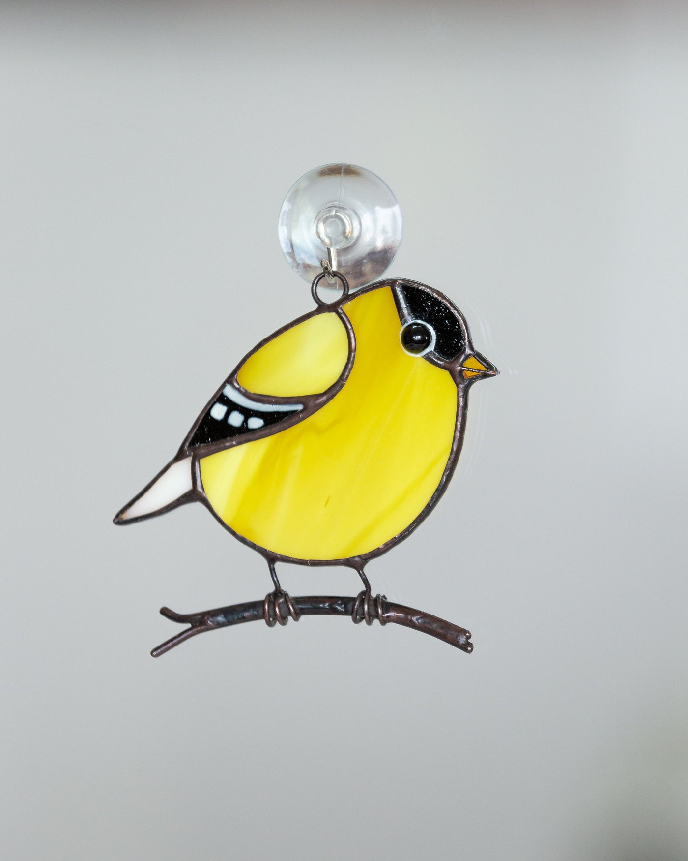 Goldfinch stained glass bird suncatcher mom gift Custom stained glass window hangings fat bird lover gift