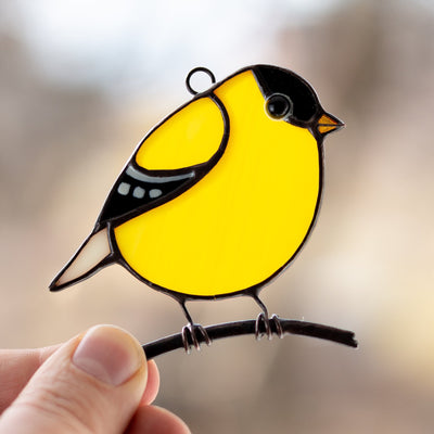 American goldfinch stained glass bird suncatcher  Edit alt text