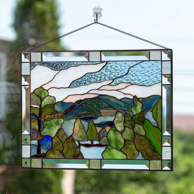 Estes Park panel of stained glass for home decor