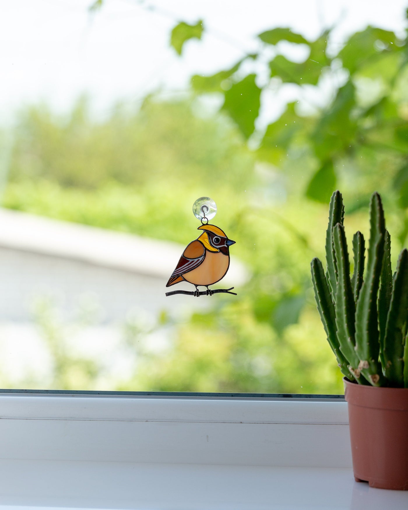 Chubby Birds Suncatchers Stained Glass Window Hanging