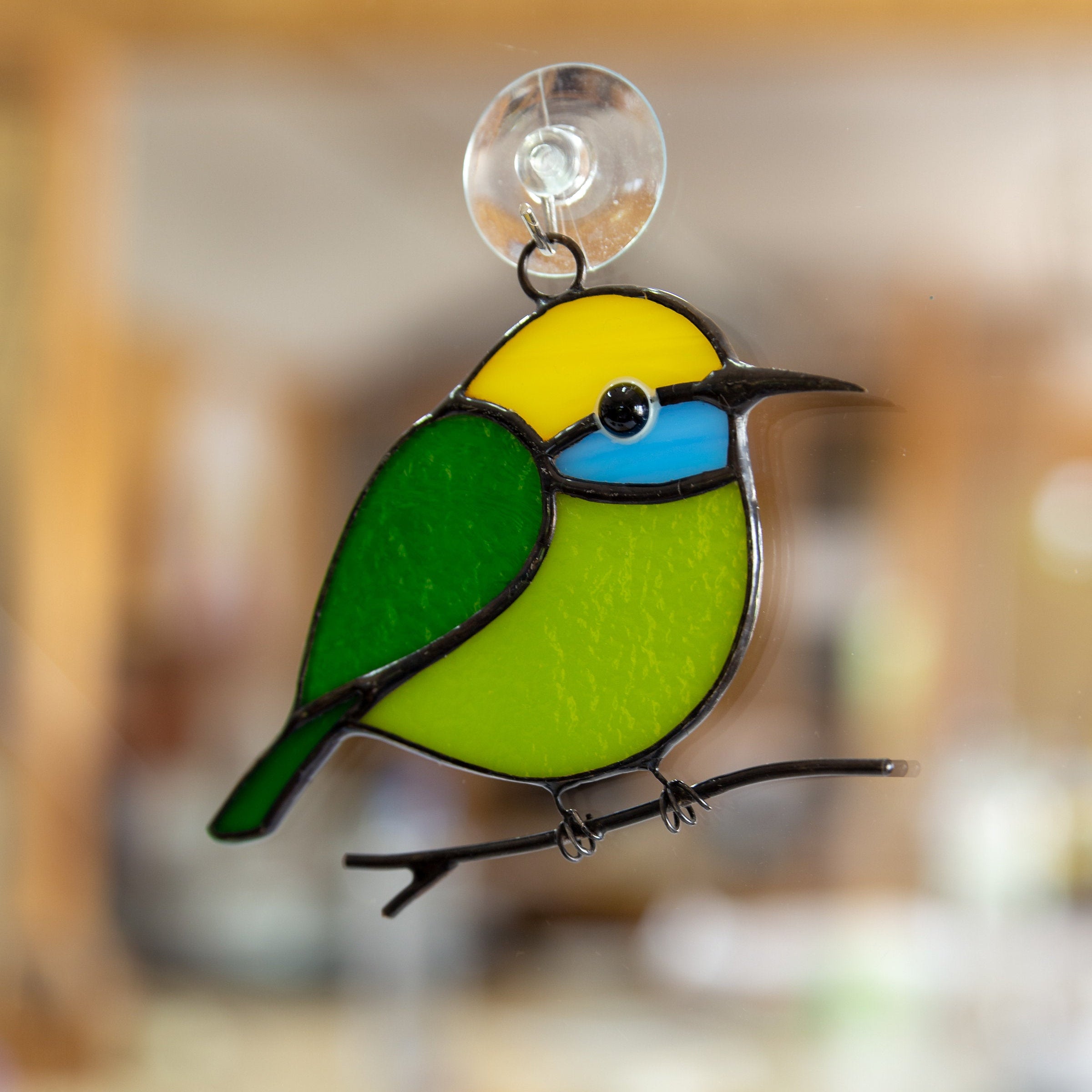 Hummingbird stained glass bird suncatcher Bee eater stained glass window hangings 7th anniversary gift
