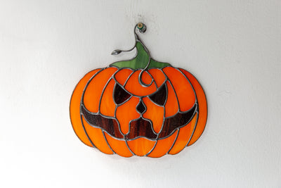 Halloween pumpkin decor Horror gifts Modern stained glass fall decorations Spooky stained glass window hangings