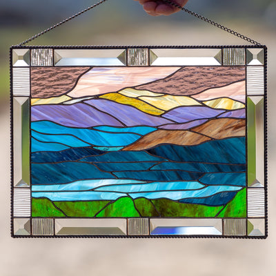 Stained glass Mount Washington panel