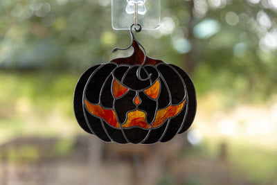Halloween pumpkin decor Horror gifts Modern stained glass fall decorations Spooky stained glass window hangings
