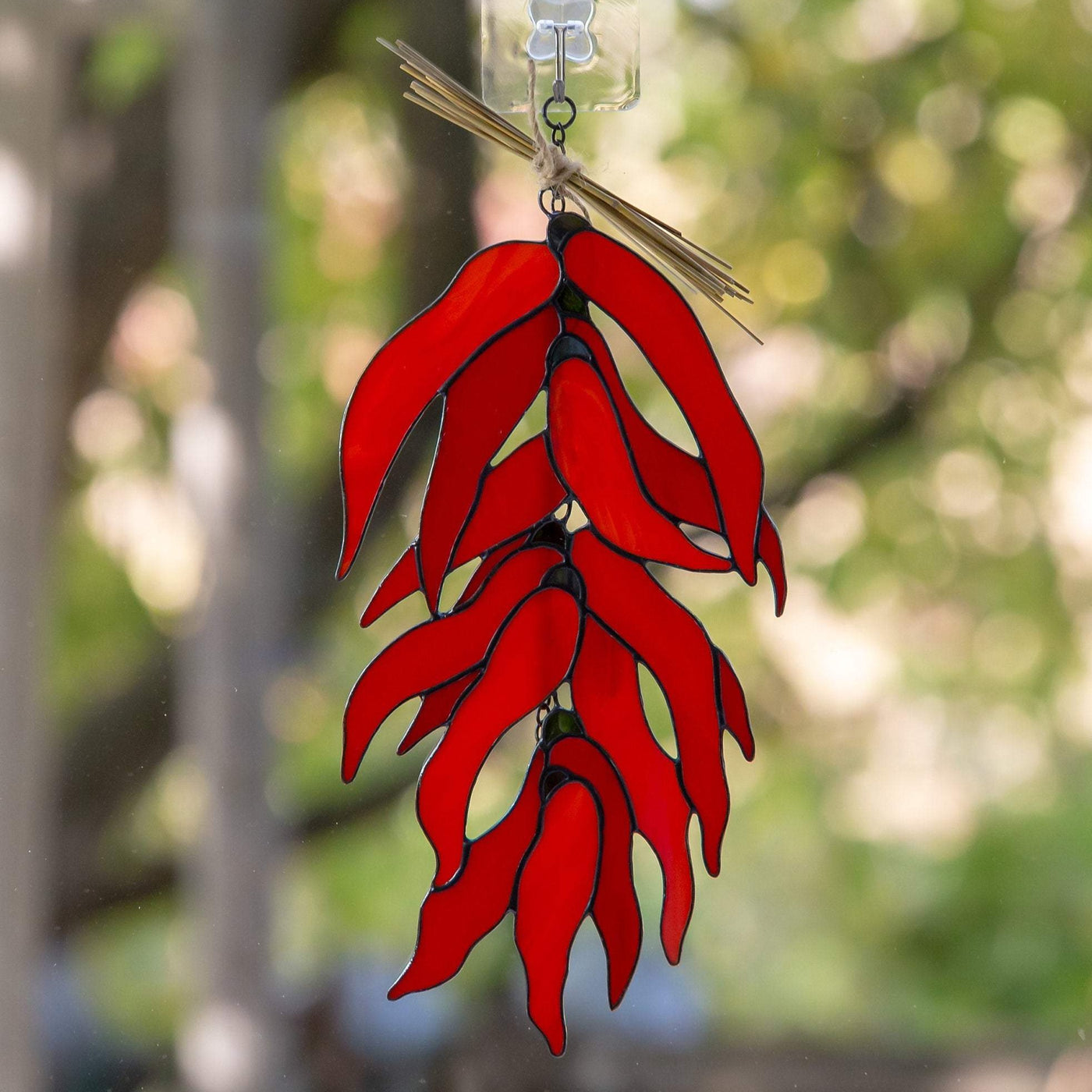 Stained glass sistra chilli peppers window hanging