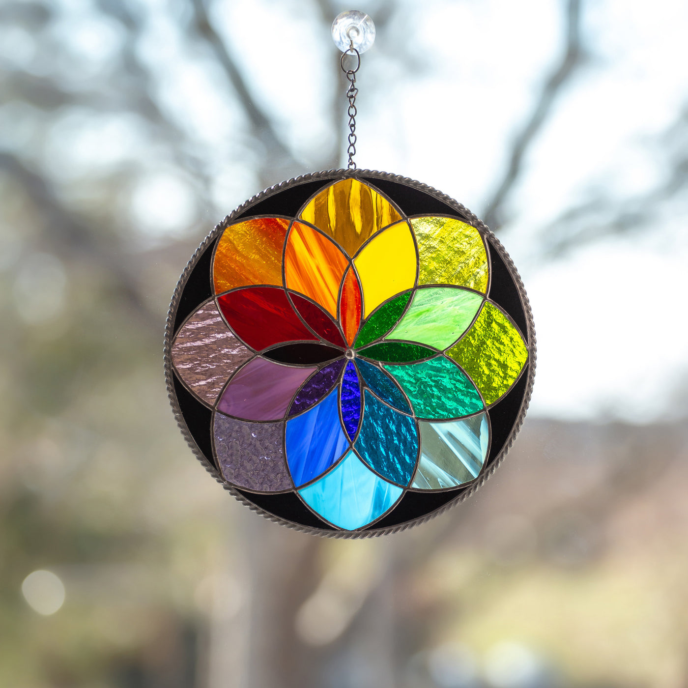 Modern stained glass art Mandala stained glass window hangings gift for Mothers Day