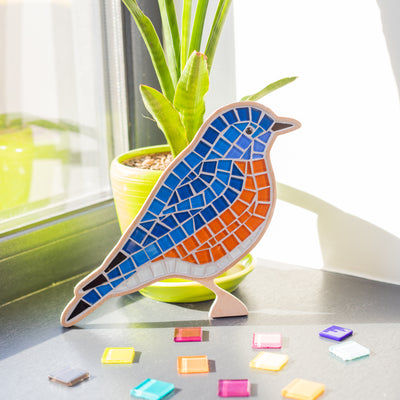 Bluebird silhouette DIY glass mosaic ARTS&CRAFTS