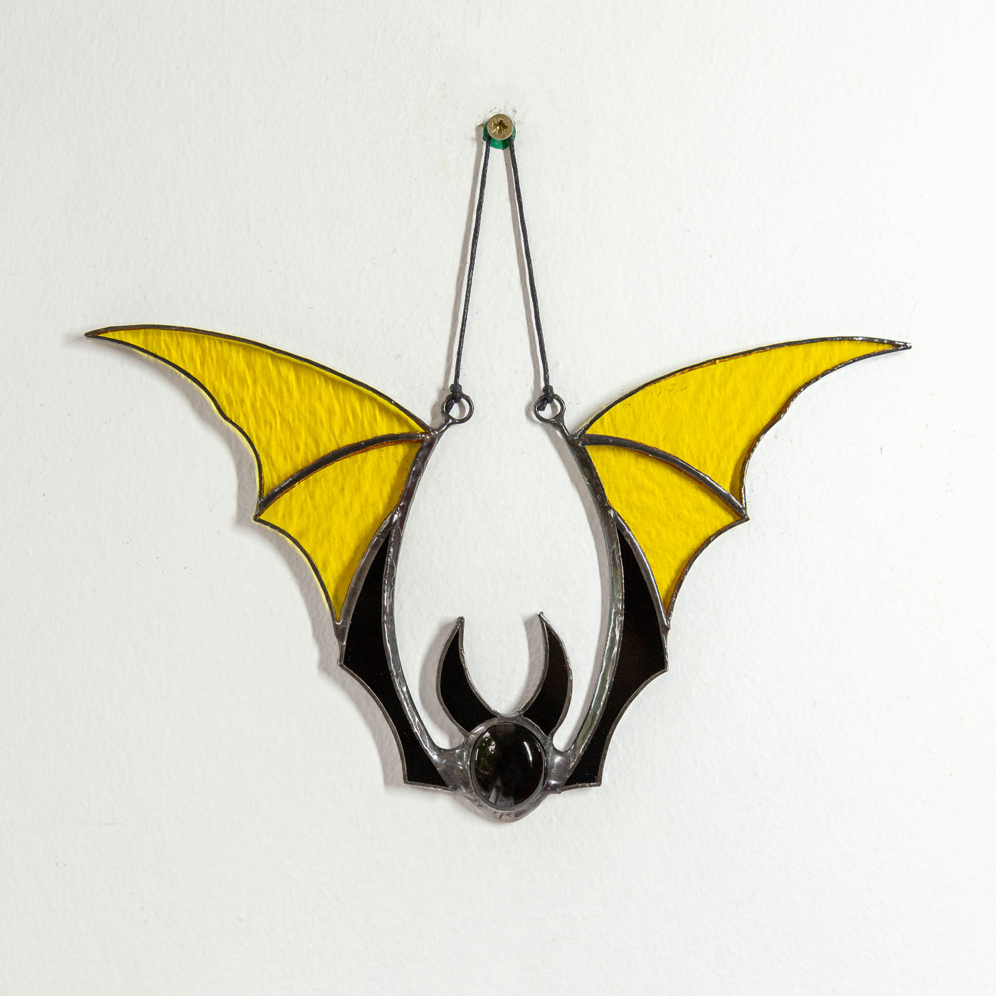 Yellow bat stained glass suncatcher 